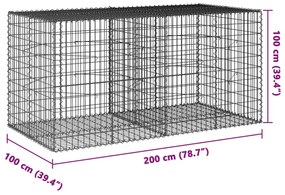 Cesto gabião com cobertura 200x100x100 cm ferro galvanizado