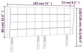 Cabeceira de cama c/ abas tecido 183x23x118/128 cm preto