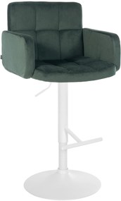 Banco de bar Los Angeles em veludo com estrutura branca 93-113 x 60 x 56 cm Verde