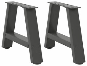vidaXL Pés para mesa de centro em formato A, 2 peças, antracite, 50x(30-31) cm, aço