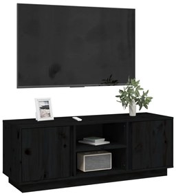 Móvel de TV 110x35x40,5 cm madeira de pinho maciça preto