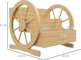 Floreira de Madeira com 3 Níveis para Exterior Design em Escada com Rodas e Orifícios de Drenagem 61x62x57 cm Madeira