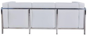Sofá LOBBY – 3 Lugares – 183x70x68 cm – Aço Inoxidável e Pele Sintétic