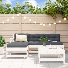 vidaXL 5 pcs conjunto lounge de jardim madeira de pinho maciça branco