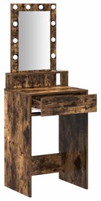 Mesa de Maquilhagem vidaXL com Luzes LED Carvalho Fumado 50x41x140 cm