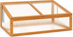 Estufa de madeira 94 x 63 x 40 cm, teto transparente rebatível, proteção para vasos elevados, pequena, para interior e exterior, jardim, terraço, cor
