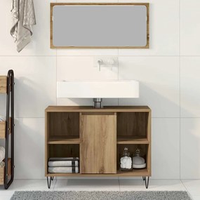 Unidade de Lavabo Carvalho Artesanal Madeira Engenheirada Médio