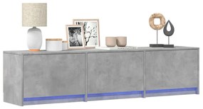 vidaXL Móvel de TV com luzes LED derivados de madeira cinzento cimento