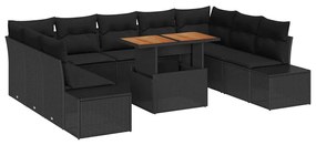 Conjunto de Jantar de Jardim com 10 Peças e Almofadas em Rattan Sintét