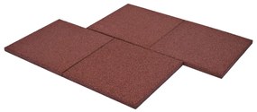 Ladrilhos prot. contra quedas 6 pcs borracha 50x50x3cm vermelho