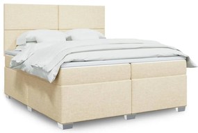vidaXL Cama com molas/colchão 200x200 cm tecido cor creme