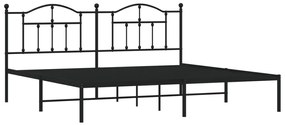 Estrutura de cama com cabeceira 200x200 cm metal preto