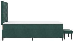 Cama Box Spring com Colchão e Banco Verde Escuro 120x190 cm Veludo