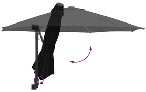 Parasol de Jardim Montado na Parede Preto 250 cm