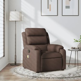 vidaXL Poltrona de massagens reclinável tecido castanho-escuro