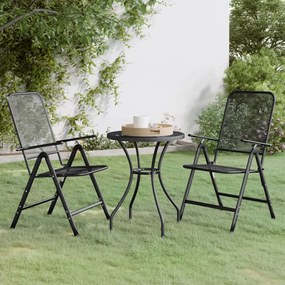 vidaXL 3 pcs conj. de jantar p/ jardim malha metal expandido antracite