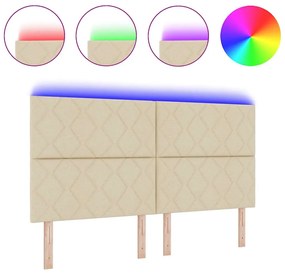 Cabeceira LED vidaXL Design Blocos de Diamante Creme 180 cm Tecido