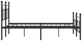 Estrutura de cama com cabeceira e pés 200x200 cm metal preto