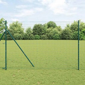 vidaXL Cerca Euro com 7 Postes 1.5x10 m Aço Galvanizado Verde