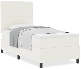 Cama Box Spring com Colchão Creme 80x200 cm Tecido de Veludo Cotelê