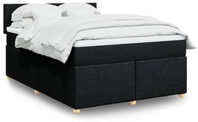 Cama com molas/colchão 140x200 cm tecido preto