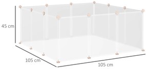 Cerca para Pequenos Animais Gaiola Modular de Metal com 12 painéis e 24 conectores para coelhos, porquinhos-da-índia 105x105x45 cm Branco