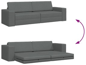 Sofá Cama de Chão 2 em 1 Cinza Escuro 245x150x60.5 cm Tecido