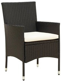 Cadeiras de jardim com almofadões 2 pcs vime PE preto