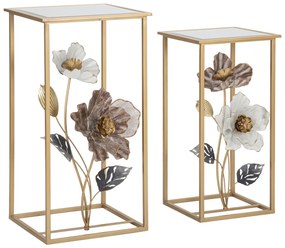 PAR DE MESAS DE FLORES CM 36X36X70-30X30X60