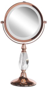Espelho de maquilhagem rosa dourado com LED ø 18 cm MAURY Beliani