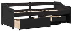 Sofá-cama com 3 gavetas sem colchão 90x200 cm IRUN preto
