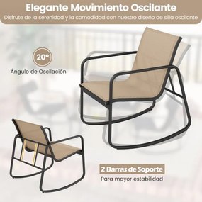 Conjunto de móveis de jardim de 4 peças com suave movimento de baloiço para terraço castanho