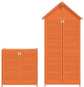 2 pcs conj. abrigos p/ ferramentas jardim pinho maciço castanho