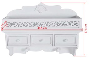 Prateleira de parede/cabide com 3 gavetas 2 ganchos