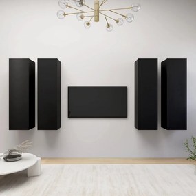 vidaXL Móveis de TV 4 pcs 30,5x30x110 cm contraplacado preto