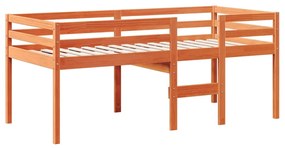 Cama alta com telhado 90x200 cm pinho maciço castanho-mel