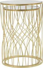 CONJUNTO DE 2 MESAS DE APOIO LIGNE Ø 38X55-33X50 CM DOURADO