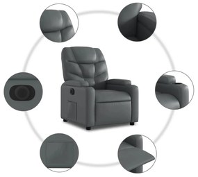 Poltrona reclinável elétrica couro artificial cinzento
