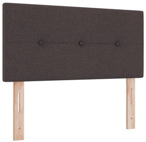 Cama Box Spring com Colchão &amp; LED Marrom Escuro 120x190 cm Tecido