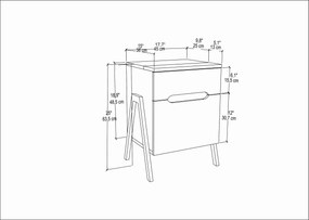 Mesa de Cabeceira Neva – Nogueira Branca – 45x38x63,5 cm
