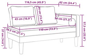 Chaise longue com almofadões couro artificial castanho