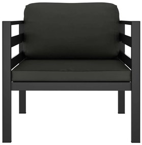 3 pcs conjunto lounge jardim com almofadões alumínio antracite