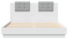 Estrutura de cama com cabeceira e luzes LED 120x200 cm branco