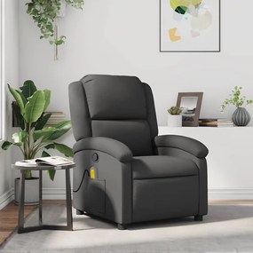 Poltrona de massagens reclinável couro genuíno cinzento