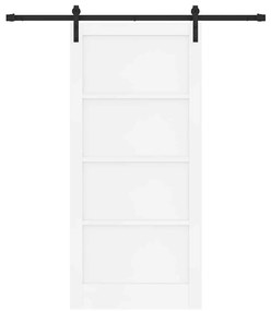 Porta Deslizante com Conjunto de Ferragens Branca 93x202 cm Madeira de