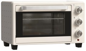 HOMCOM Mini Forno Elétrico 21L 1400W com Temporizador até 60min e Temperatura Ajustável até 230℃ 46x38,5x29 cm Creme e Prata