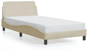 Estrutura de cama c/ cabeceira 100x200 cm tecido cor creme