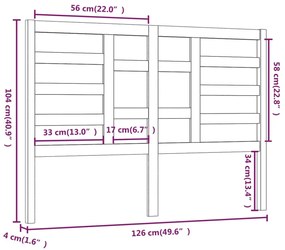 Cabeceira de cama 126x4x104 cm pinho maciço