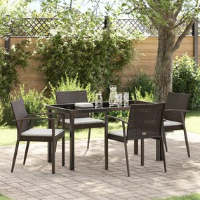 Conjunto de Jantar de Jardim em 5 Peças com Almofadas em Rattan Sintét