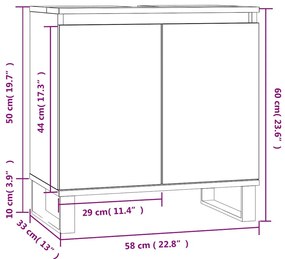 Armário de casa de banho 58x33x60 cm derivados madeira branco